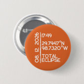 Custom Orange 2026 Solar Eclipse Button (Vorne & Hinten)