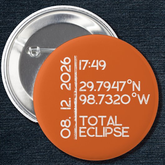 Custom Orange 2026 Solar Eclipse Button