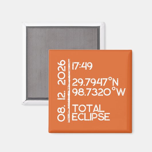 Custom Orange 2026 Solar Eclipse Magnet (Vorderseite/Rückseite)