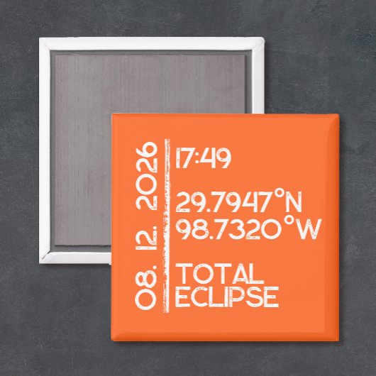 Custom Orange 2026 Solar Eclipse Magnet