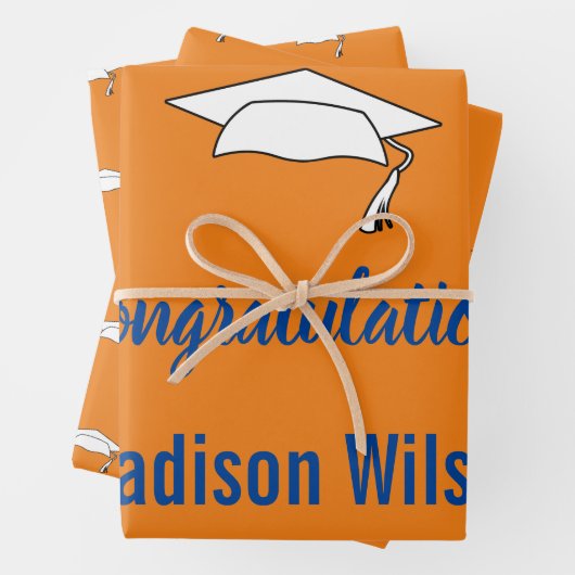 Custom Orange Abschluss Herzlichen Glückwunsch Geschenkpapier Set (Beispiel)