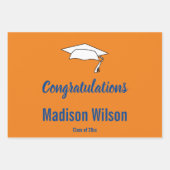 Custom Orange Abschluss Herzlichen Glückwunsch Geschenkpapier Set (Vorderseite)