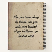 Custom Orange Black Witchy Hat Halloween Hexe Notizblock (Rückseite)