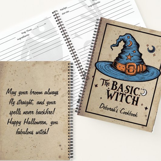 Custom Orange Black Witchy Hat Halloween Hexe Notizblock