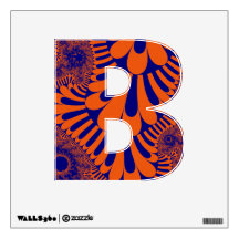 Custom Orange Blue Loop Letter B Decal
