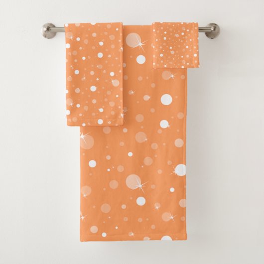 CUSTOM ORANGE BUBBLE BADEZIMMER TOWEL SET (Insitu)