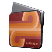 Custom Orange Dark Maroon Red Retro Art Muster Laptopschutzhülle (Vorderseite Links)