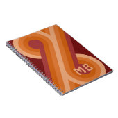 Custom Orange Dark Maroon Red Retro Art Muster Notizblock (Rechte Seite)