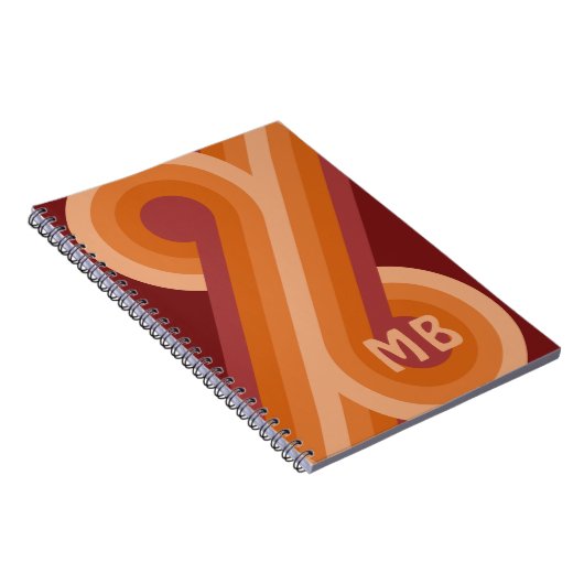 Custom Orange Dark Maroon Red Retro Art Muster Notizblock (Rechte Seite)