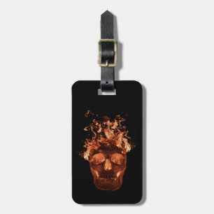 Custom Orange Flame Skull-Tag Gepäckanhänger
