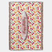 Custom Orange Floral Cherry Pattern Decke (Vorderseite Vertikal)