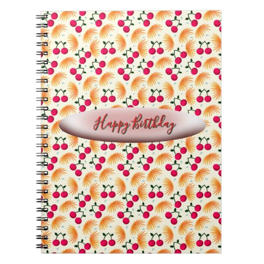 Custom Orange Floral Cherry Pattern Notizblock (Vorderseite)