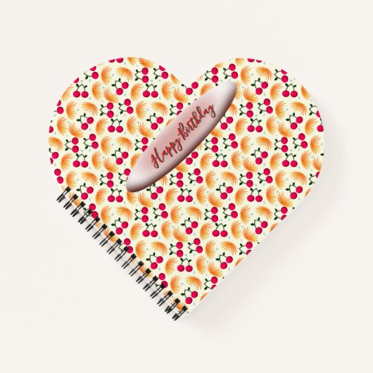 Custom Orange Floral Cherry Pattern Notizblock (Vorderseite)