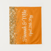 Custom Orange Gold Wedding Backdrop Foto Stand Wandteppich (Vorderseite)