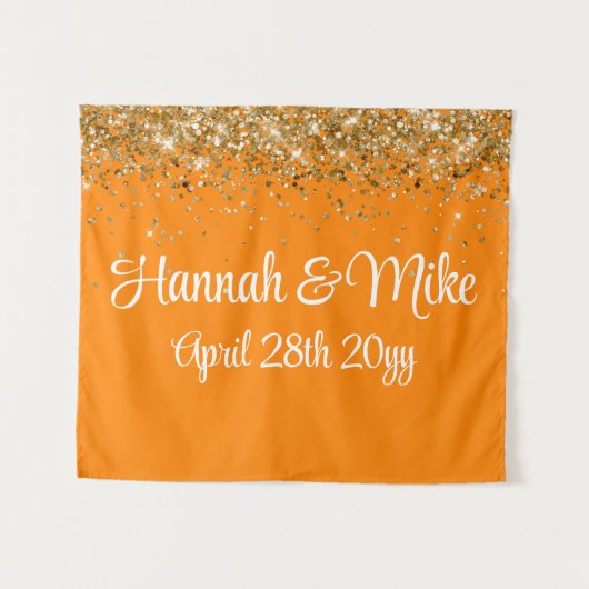 Custom Orange Gold Wedding Backdrop Foto Stand Wandteppich (Vorderseite (Horizontal))