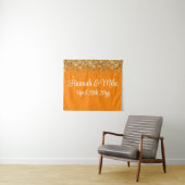 Custom Orange Gold Wedding Backdrop Foto Stand Wandteppich (Beispiel (Horizontal))