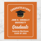 Custom Orange Gratulation Graduation Party Weinetikett (Einzelnes Label)