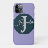 Custom  orange greay blue Monogram Elegant Case-Mate iPhone Hülle (Rückseite)