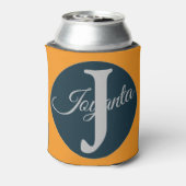 Custom  orange greay blue Monogram Elegant Dosenkühler (Kanne Rückseite)