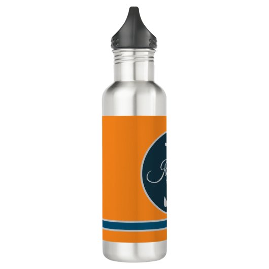 Custom orange greay blue Monogram Elegant Edelstahlflasche (Links)