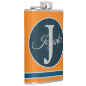 Custom orange greay blue Monogram Elegant Flachmann (Rechts)