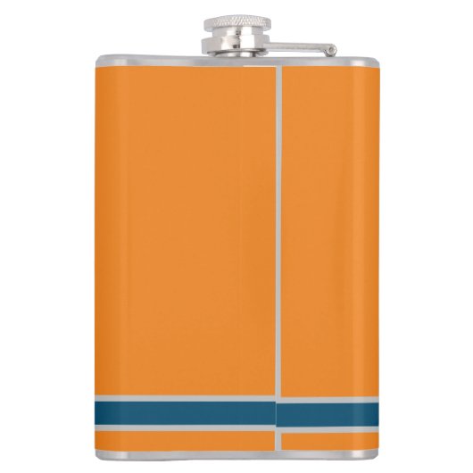 Custom  orange greay blue Monogram Elegant Flachmann (Rückseite)