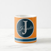 Custom orange greay blue Monogram Elegant Kaffeetasse (Mittel)
