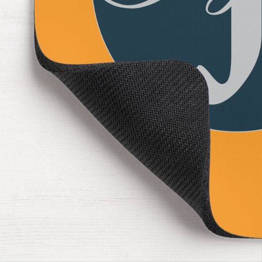 Custom  orange greay blue Monogram Elegant Mousepad (Ecke)
