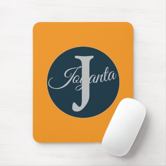 Custom  orange greay blue Monogram Elegant Mousepad (Mit Mouse)