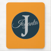 Custom  orange greay blue Monogram Elegant Mousepad (Vorne)