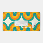 Custom Orange Green Aquamarin Blue Wavy Art Muster Schreibtischunterlage (Tastatur & Maus)