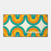 Custom Orange Green Aquamarin Blue Wavy Art Muster Schreibtischunterlage (Vorderseite)
