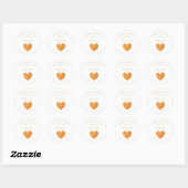 Custom Orange Heart Wedding Sanitizer Hands Runder Aufkleber (Blatt)