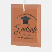 Custom Orange High School Abschluss Weihnachten Ornament Aus Glas (Vorderseite links)