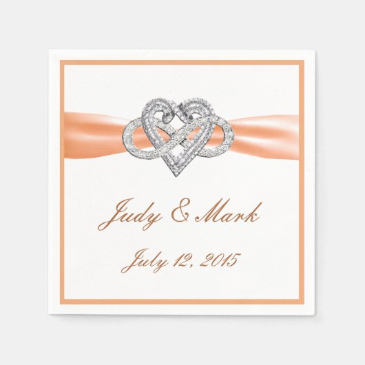 Custom Orange Infinity Heart Paper Napkins Serviette (Vorderseite)