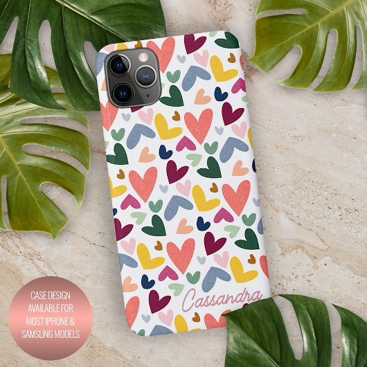 Custom Orange Minze Green Pink Blue Heart Muster iPhone Hülle