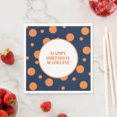 Custom Orange Navy Blue Polka Dot Birthday Party Serviette (Beispiel)