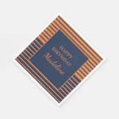 Custom Orange Navy Blue Striping Geburtstagsparty Serviette (Ecke)