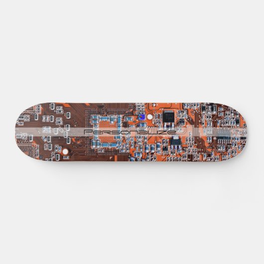 Custom Orange PCB Circuit Board for IT Pros Skateboard (Horizontal)