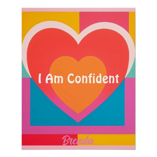 Custom Orange Pink Heart Affirmation Poster (Vorderseite)
