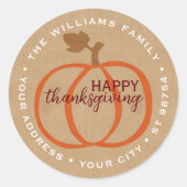 Custom Orange Pumpkin auf Imitaten Rustikale braun Runder Aufkleber (Vorderseite)