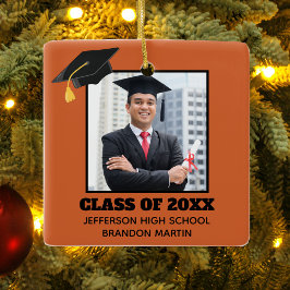 Custom Orange Senior Abschluss Foto 2023 Keramikornament