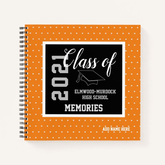 Custom Orange Senior Class 2021 High School Notizblock (Vorderseite)