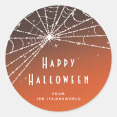 Custom Orange Sunset Spider Web Halloween Stickers (Vorderseite)