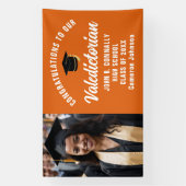 Custom Orange Valedictorian Foto Graduation Party Banner (Vertikal)