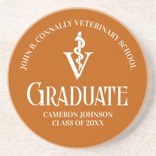 Custom Orange Veterinary School Graduate Keepake Getränkeuntersetzer (Vorne)