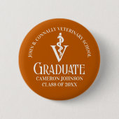 Custom Orange Veterinary School Graduation Party Button (Vorderseite)