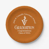 Custom Orange Veterinary School Graduation Party Pappteller (Vorderseite)
