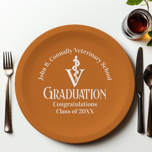Custom Orange Veterinary School Graduation Party Pappteller