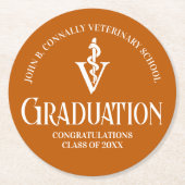 Custom Orange Veterinary School Graduation Party Runder Pappuntersetzer (Vorderseite)